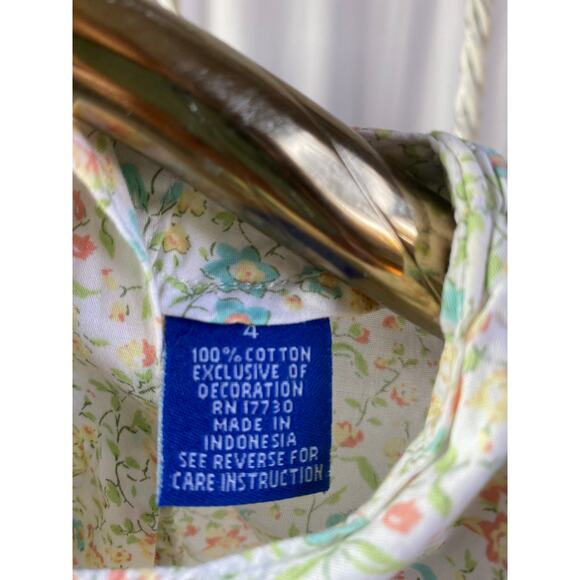 Oh Kosh B' Gosh Dress Retro Cotton Yellow Floral Contrast Hem Sleeve Bows Size 4 - Picture 3 of 8